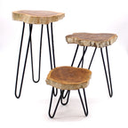 Set of 3 Gamal Wood Plant Stands - Whitewash – view 8