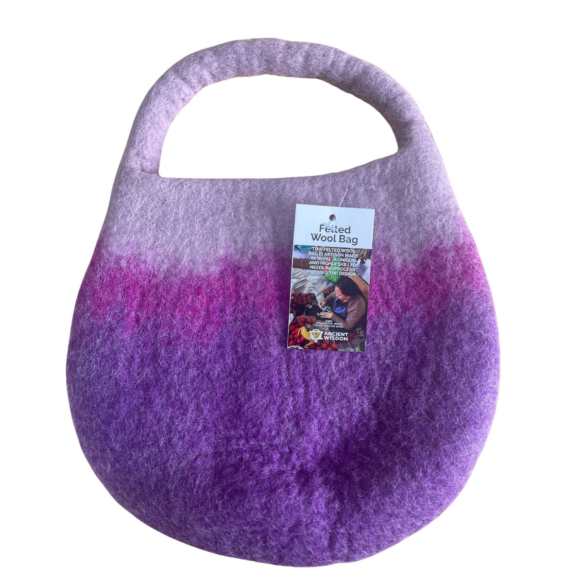 Water Felted Bee Bag - Lavender Shades, One Handle – view 3