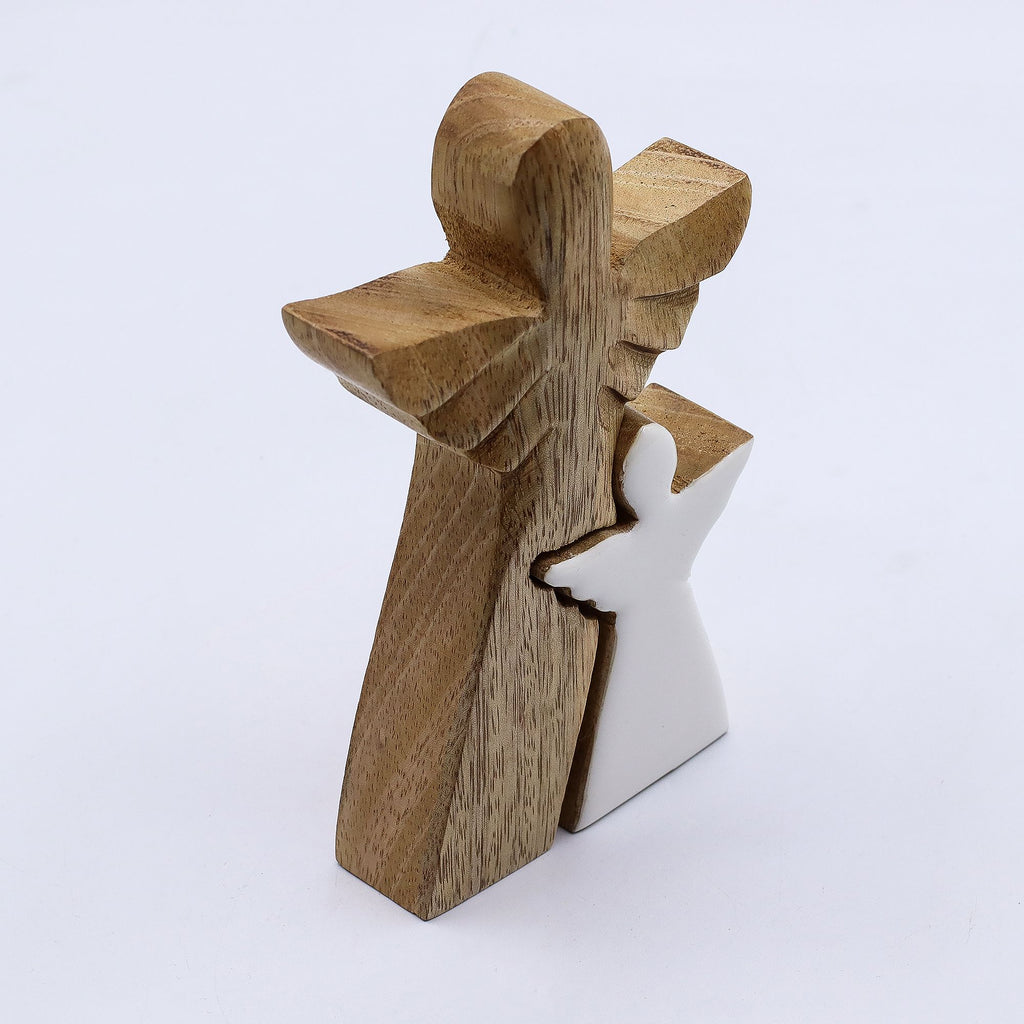 Mango Wood Angel in Angel, White Enamel, 15x2cm – view 7