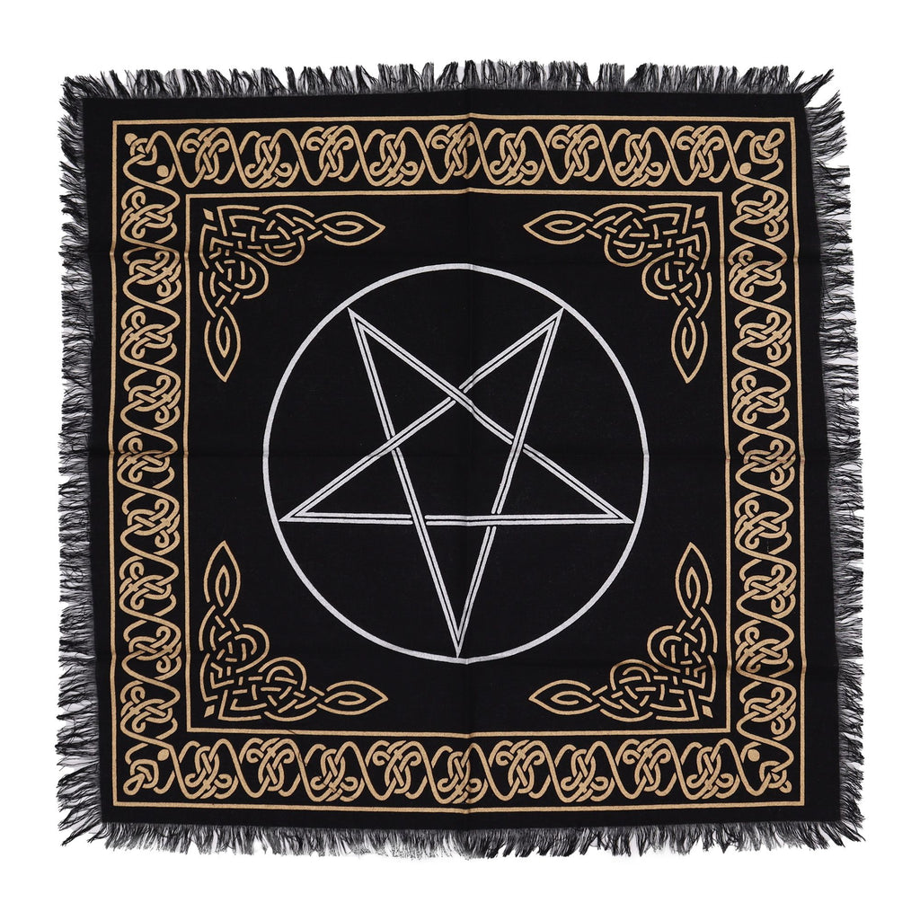 Fringed Cotton Altar Cloth - Pentagram Design – view 3