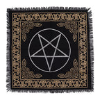 Fringed Cotton Altar Cloth - Pentagram Design – view 3
