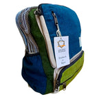 Large Boxy Hemp Backpack - Teal & Sage – view 2