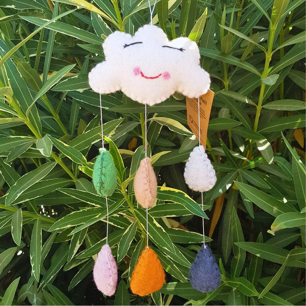 Handmade Felt Mobile, Mini Happy Clouds