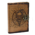 Leather Pentagon & Skull Notebook, Burnt Edge – 13x17.5 cm