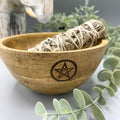 Wooden Ritual Offering Bowl - Pentagon - 14x7cm