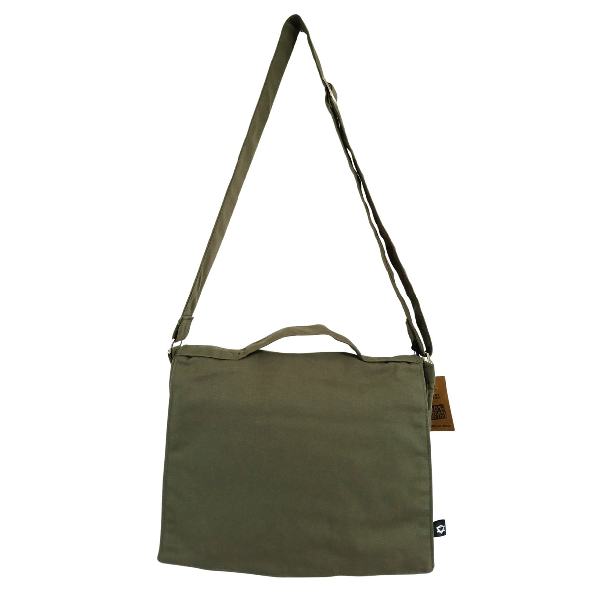 Cotton Canvas Laptop Messenger Bag - Olive – view 2