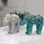 Carved Wood Elephant Statue, White and Gold – view 4