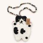 Stacy the Flat Cat Felted Bag with Felt Ball Strap – view 5