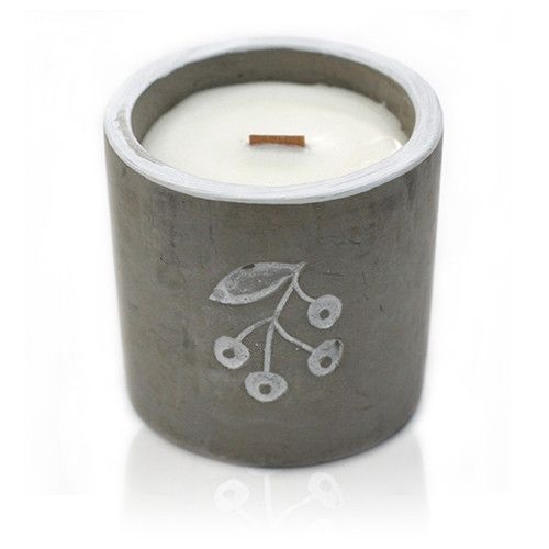 Concrete Wooden Wick Candle - Juniper & Sweet Gin