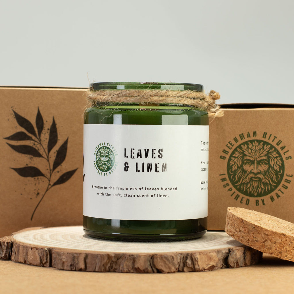 Greenman Woodwick Soy Candle - Leaves and Linen – view 4