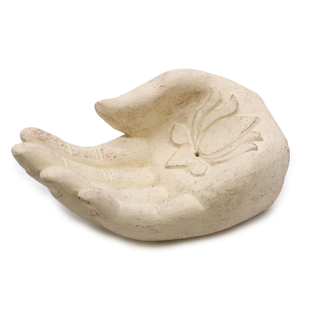 Lotus Hand Incense Burner in White – view 5