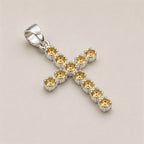 Citrine Crucifix Pendant - Silver Plated 45cm Chain – view 2