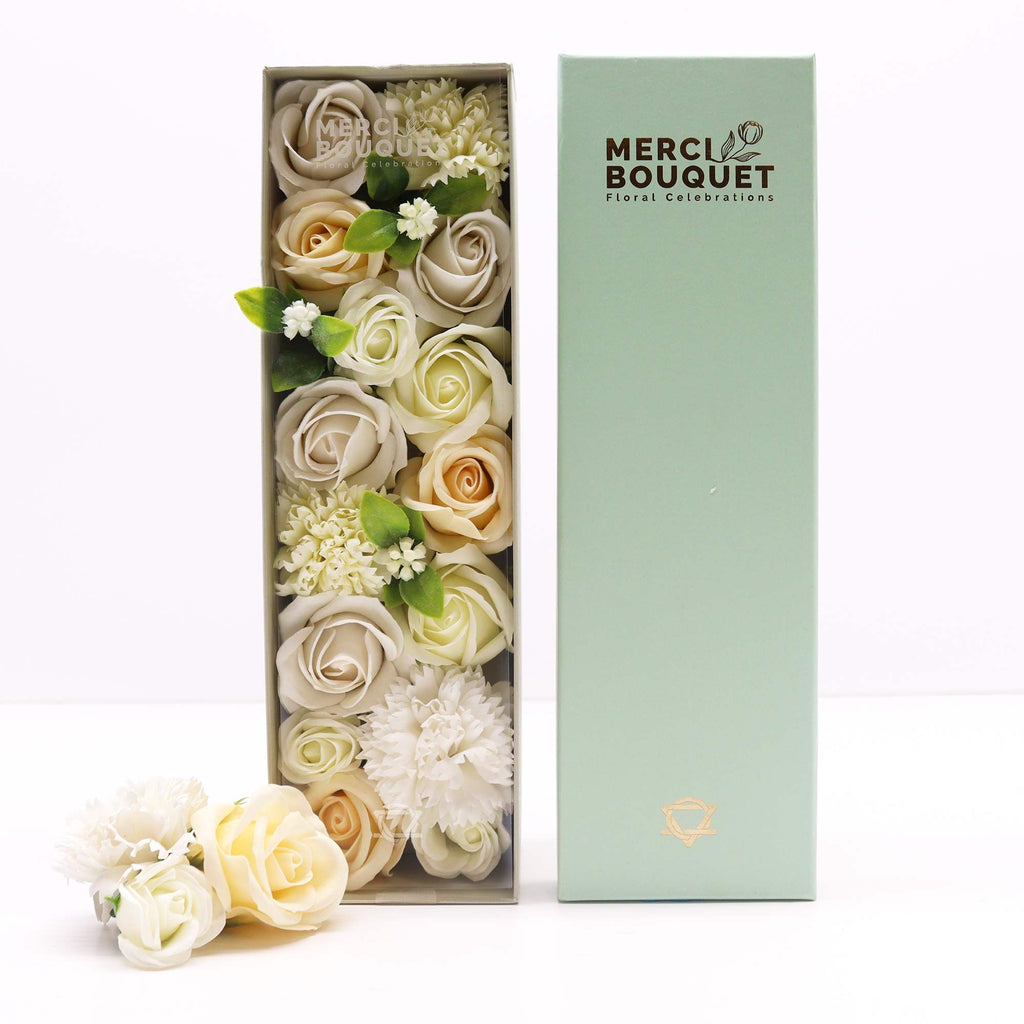 Long Soap Flower Gift Box - Wedding White & Ivory – view 2