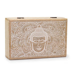 Mango Wood Rectangular Box, Buddha Face Whitewash