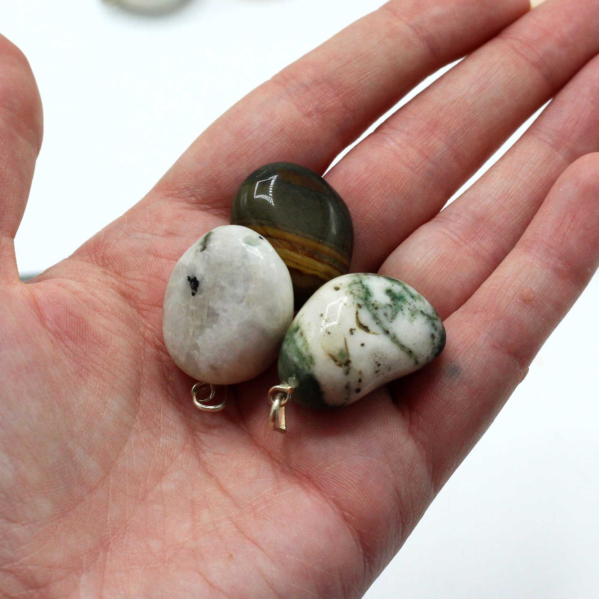 Silver Plated Tumbled Gemstone Pendant – view 2
