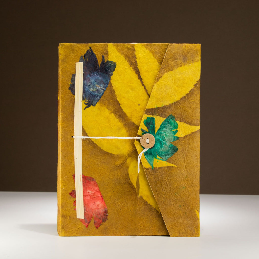 Lokta Bold Floral Notebook – Large – Olive – view 5