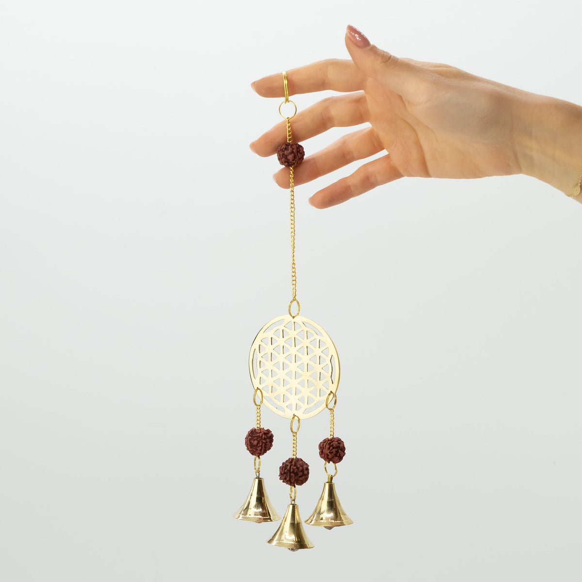 Brass Flower of Life Wind Chime - 3 Bells, 6x27cm – view 5