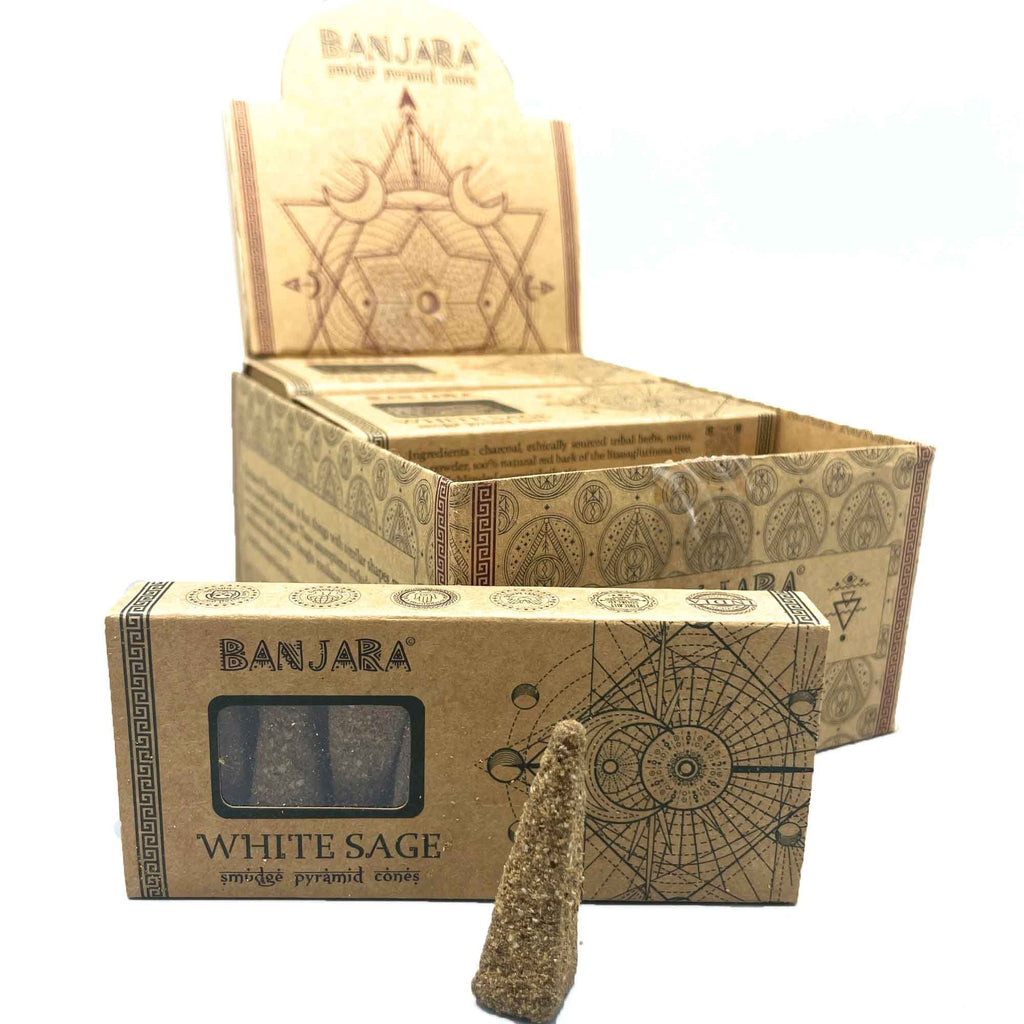Banjara White Sage Smudge Pyramid Cones - Pack of 10