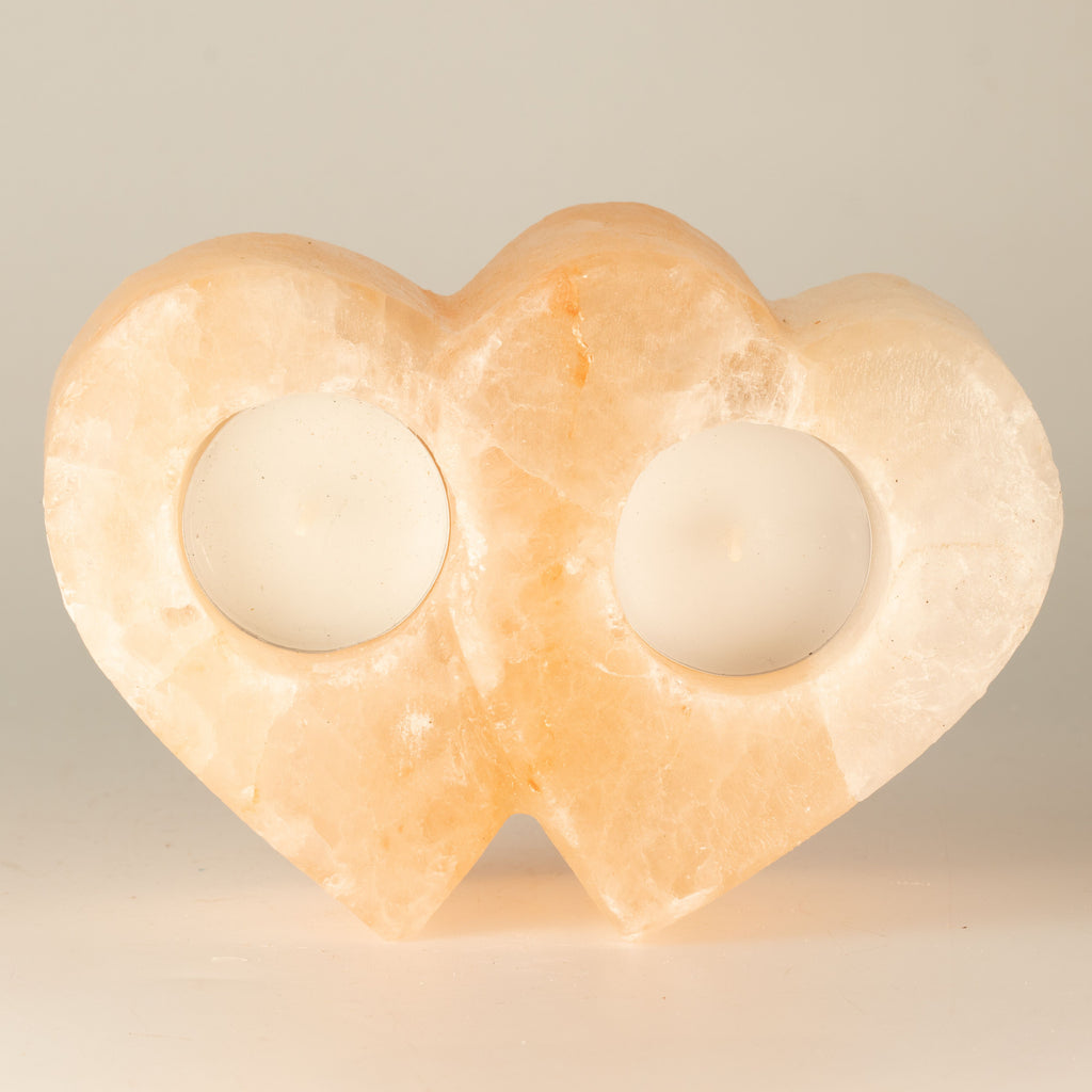 Double Heart Himalayan Salt Candle Holder, 1 kg – view 3