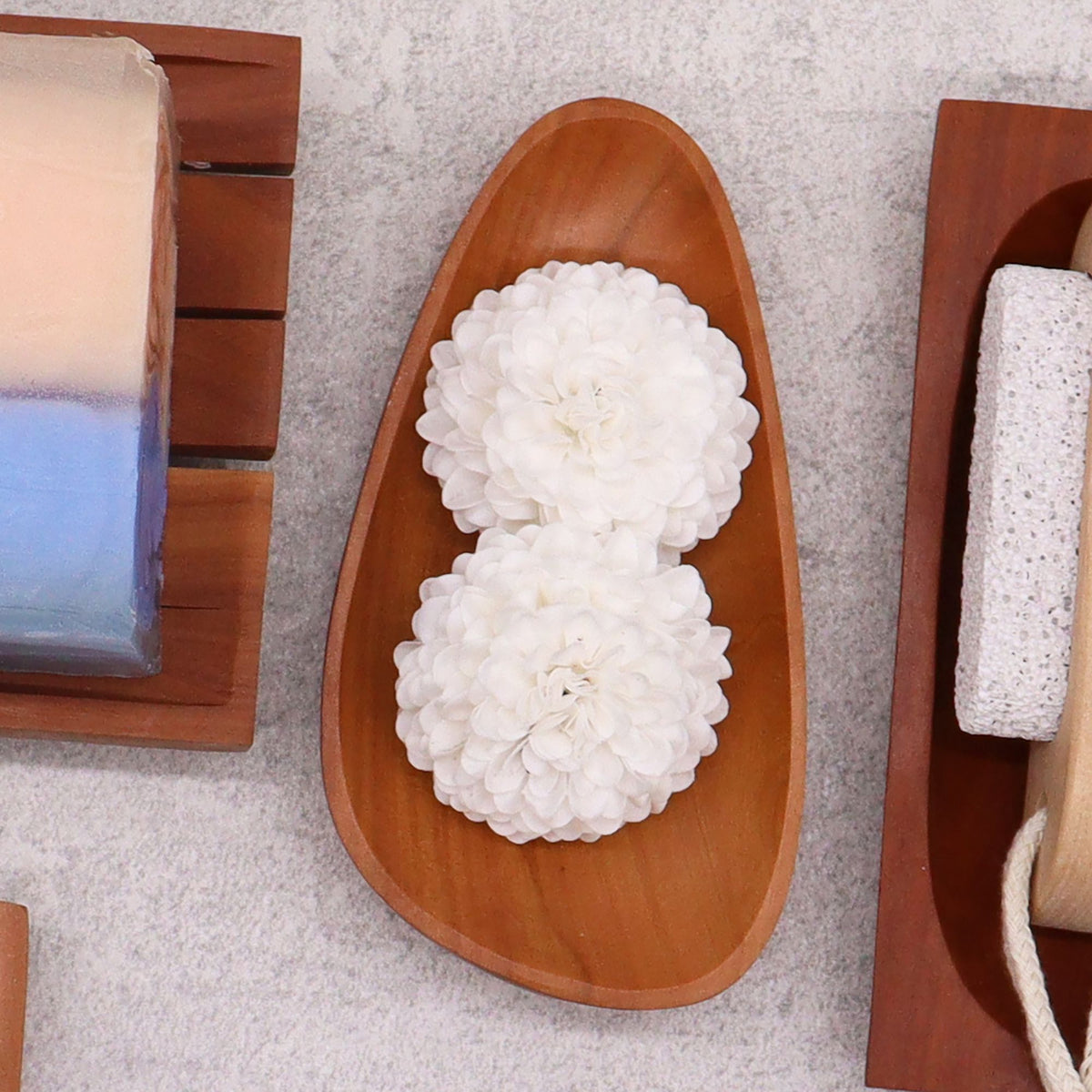 Pebble Shape Mahogany-Style Soap Dish – view 3