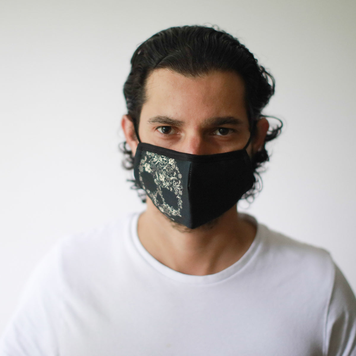 Reusable Fashion Face Covering - Flower Skull Print
