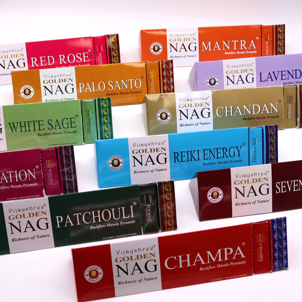 Jumbo Golden Nag Champa Backflow Incense Cones, 10pk