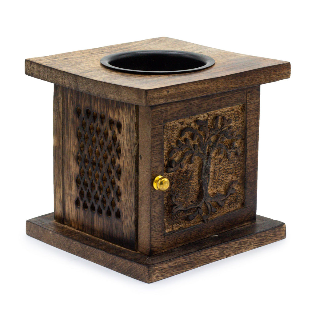 Large Mango Wood Box Oil Burner Tree of Life – view 2