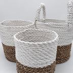 Seagrass Basket Set, 3 Pieces - Natural, White – view 5
