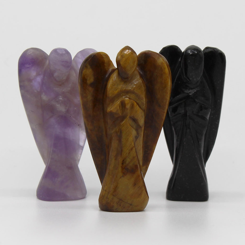 Hand Carved Black Agate Gemstone Angel Figure – view 3