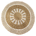Round Seagrass Rug - White & Tan Inner Sun - 1m