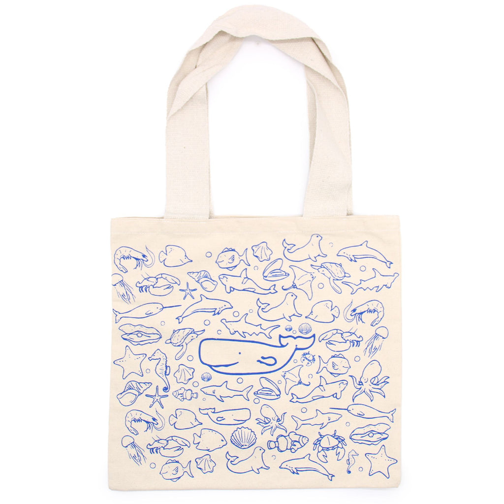 Big Cotton Shopping Bag 38x42cm Sea Life Print