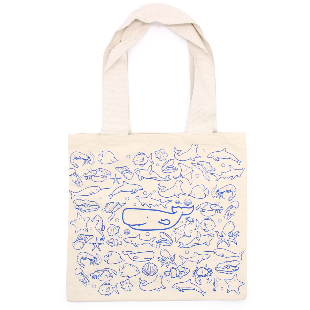 Big Cotton Shopping Bag 38x42cm Sea Life Print