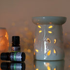 Classic White Ceramic Oil Burner - Dragonfly