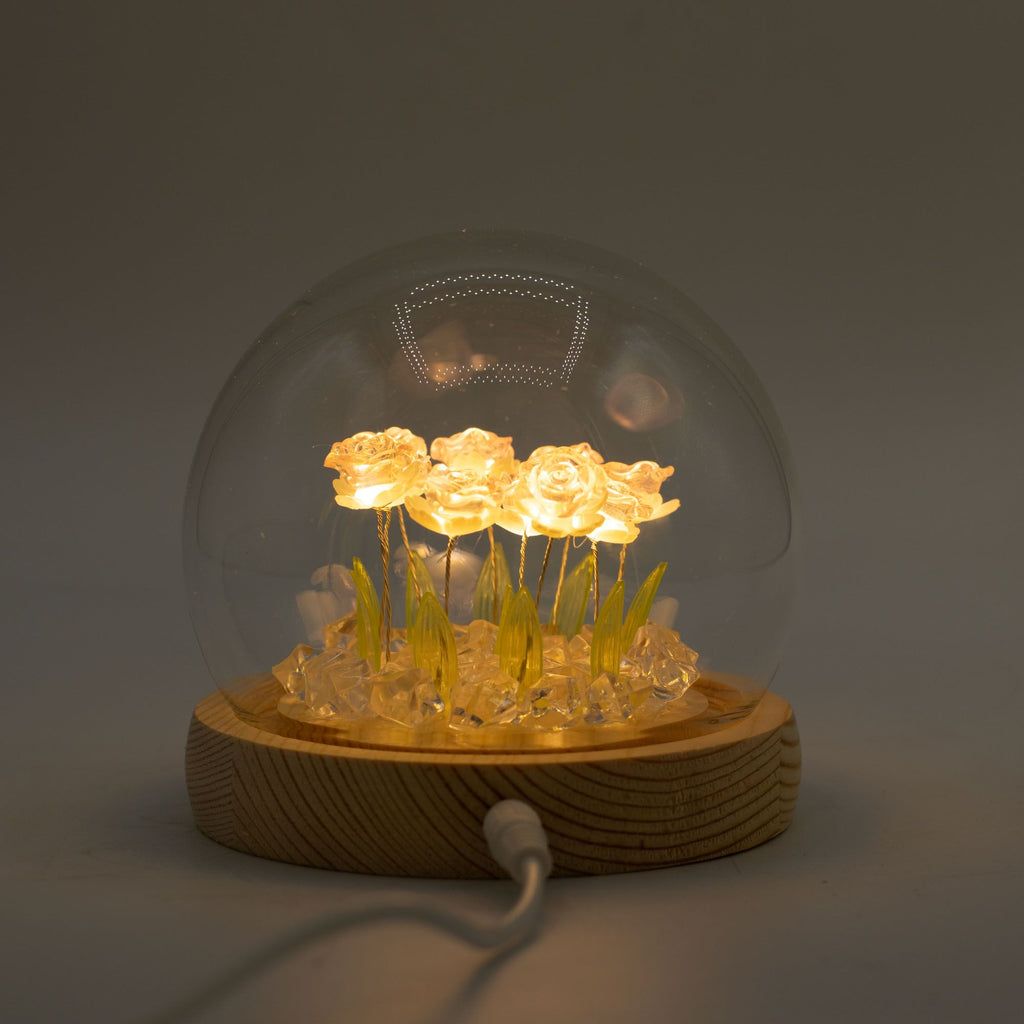 Floral Glow Dome - 10 Pink Roses, LED USB – view 6
