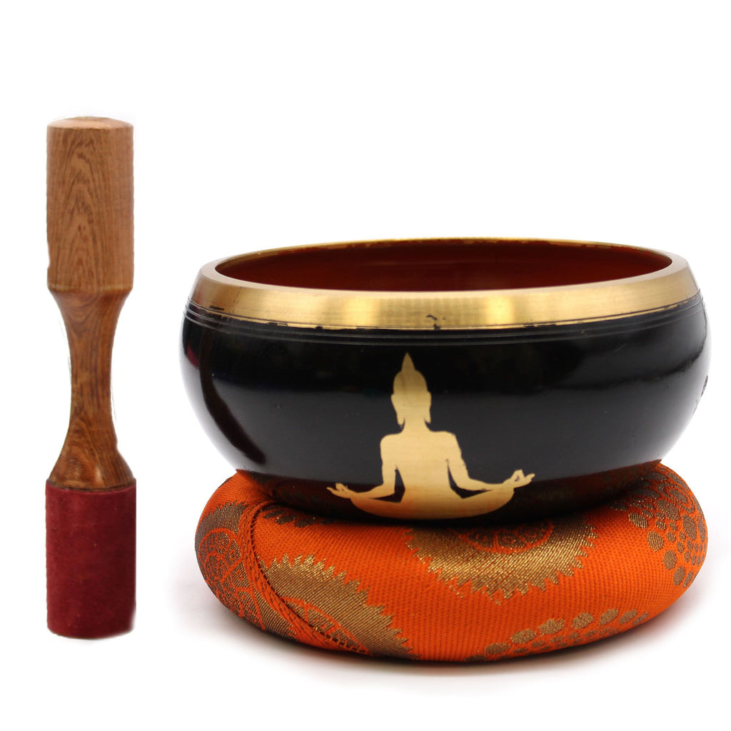 Large Buddha Singing Bowl Set - Black/Orange (14cm) – view 3