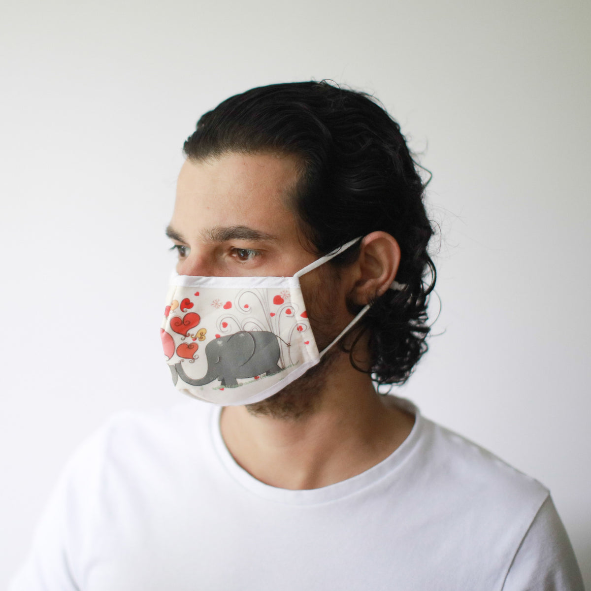 Reusable Fashion Face Covering - Love Elephants Print (Adult)