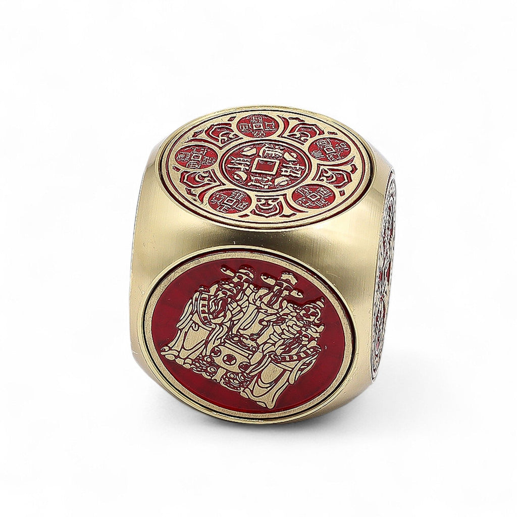 Feng Shui Prosperity Cube Spinner, Red and Brass – view 5