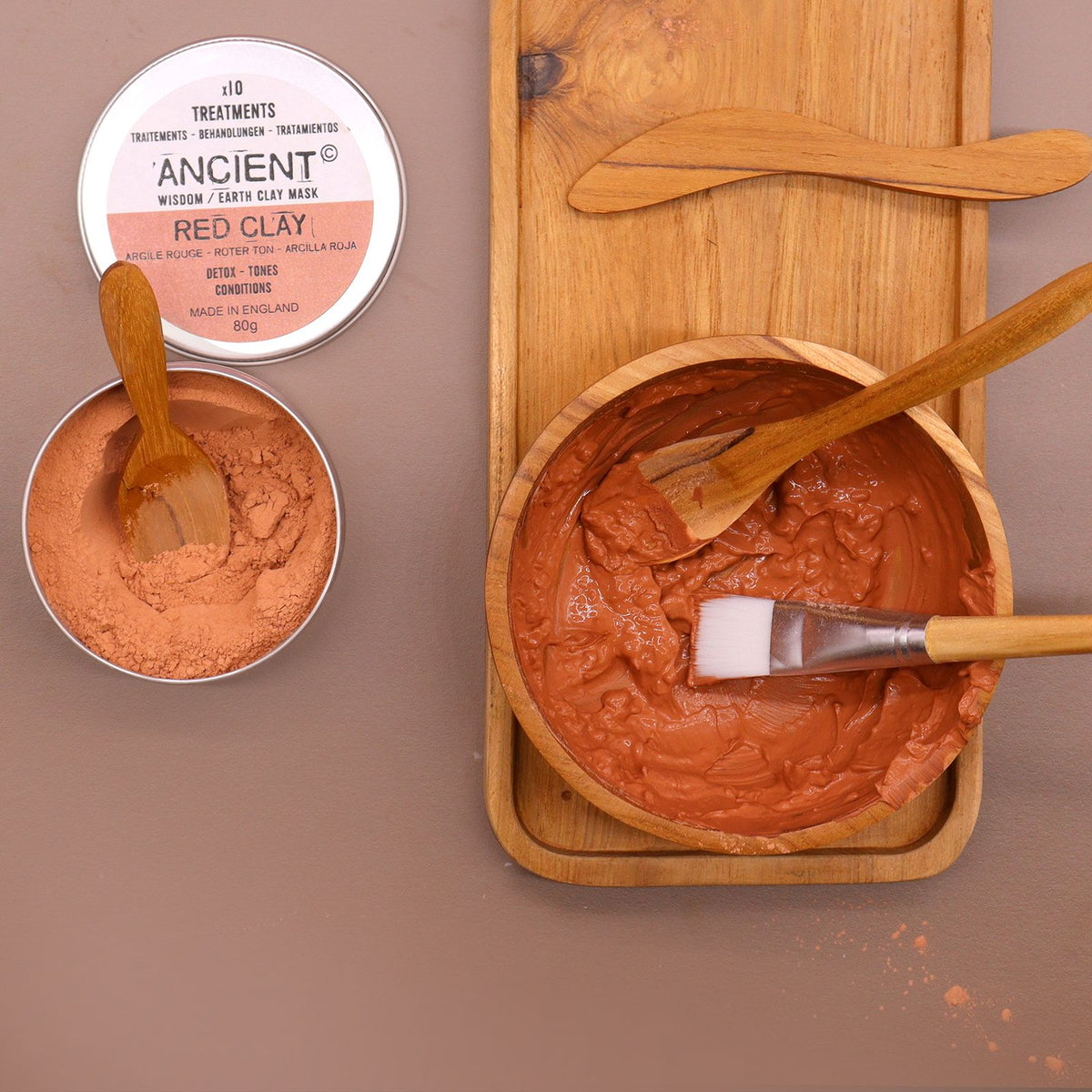 Teak Wood Clay & Wax Application Set with Bowl and Plate – view 7