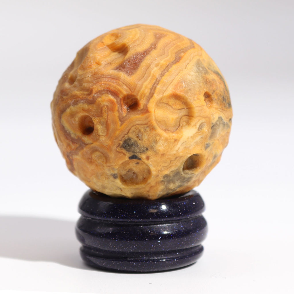 Crazy Lace Jasper Planet on Goldstone Stand - 40mm – view 5