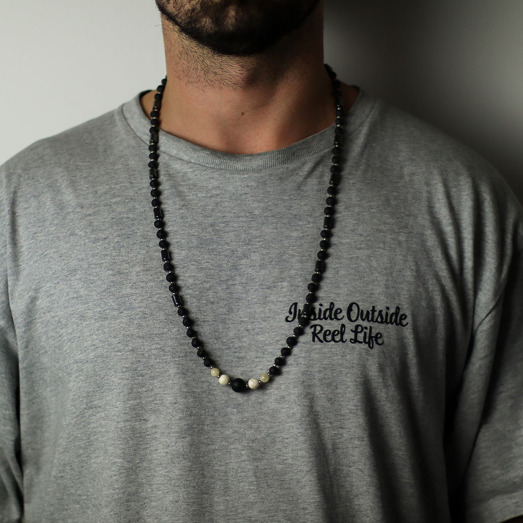 Lava Stone and Howlite Necklace - Cultural Connection – view 2