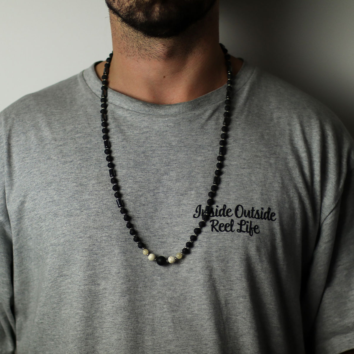 Lava Stone and Howlite Necklace - Cultural Connection – view 2