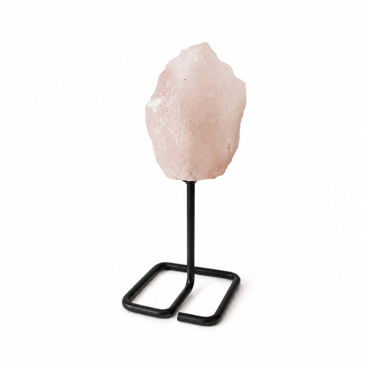 Rose Quartz Specimen on Metal Stand