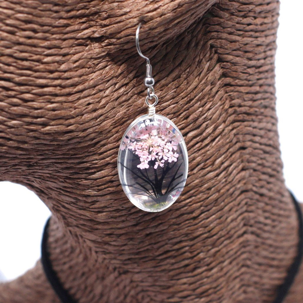 Tree of Life Pressed Flower Jewellery Set - Pink – view 2