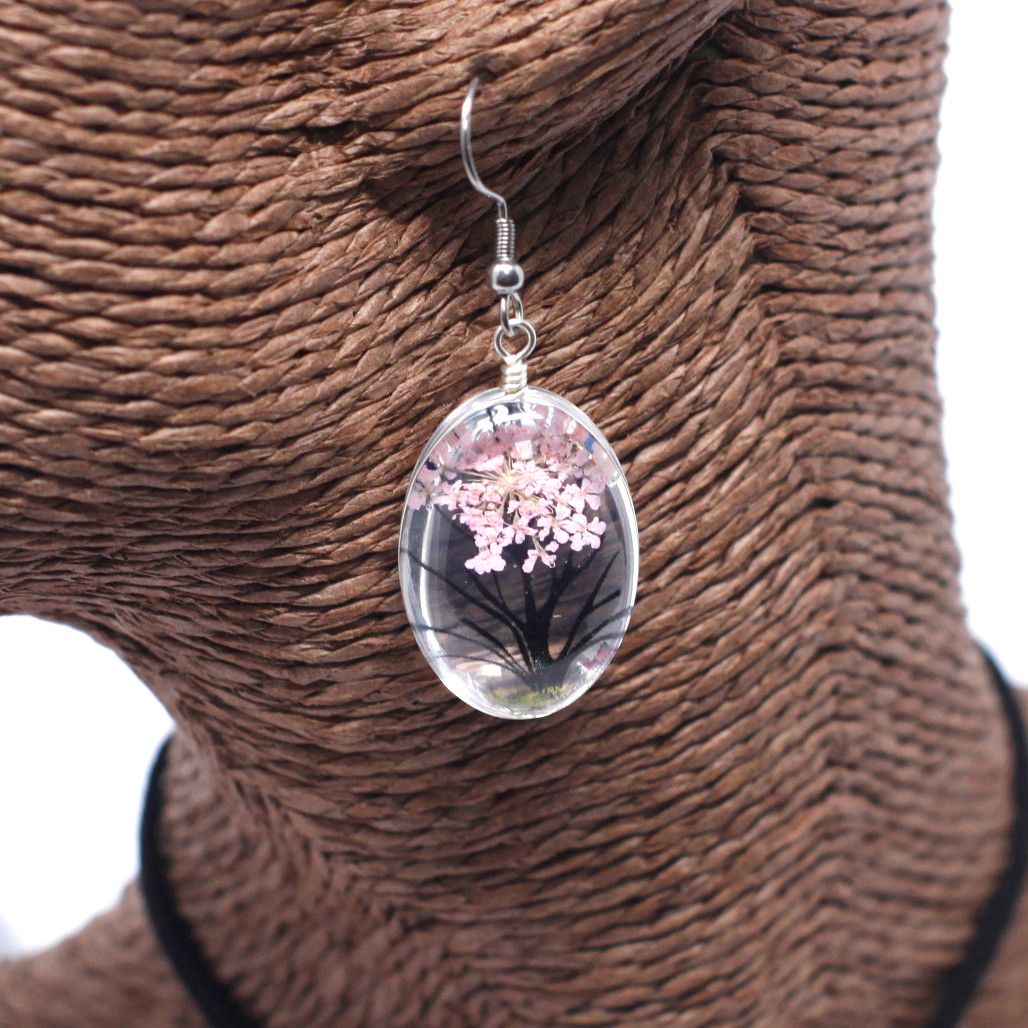 Tree of Life Pressed Flower Jewellery Set - Pink – view 2