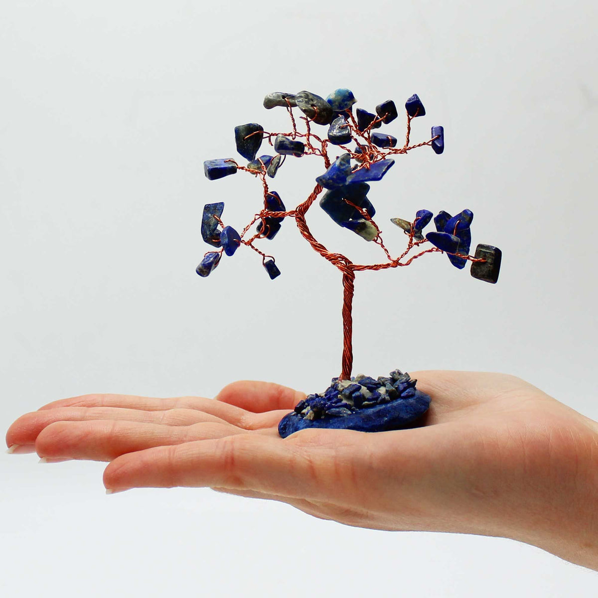 Sodalite Gemstone Tree on Blue Agate Base - 35 stones