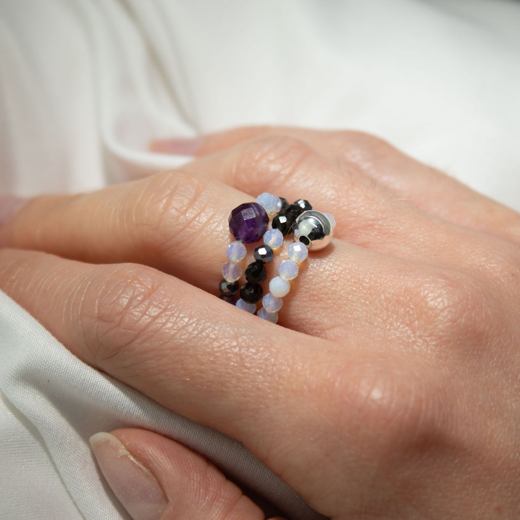 Nymph Gemstone Ring Set - Full Moon Moonstone & Amethyst – view 2
