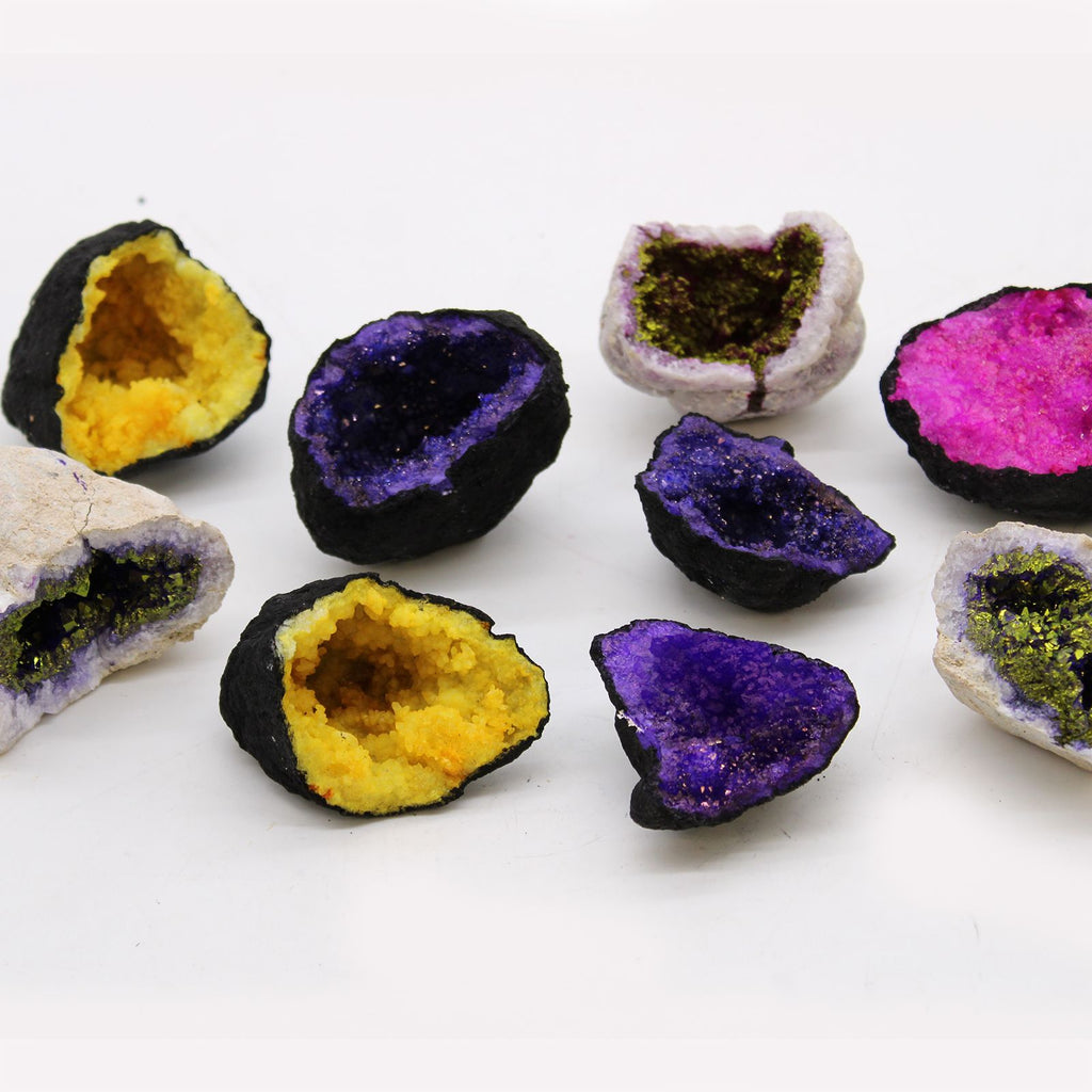 Purple and Gold Coloured Calcite Geode – view 3