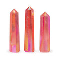 Aurora Crystal Quartz Obelisk, Peach, approx 9cm