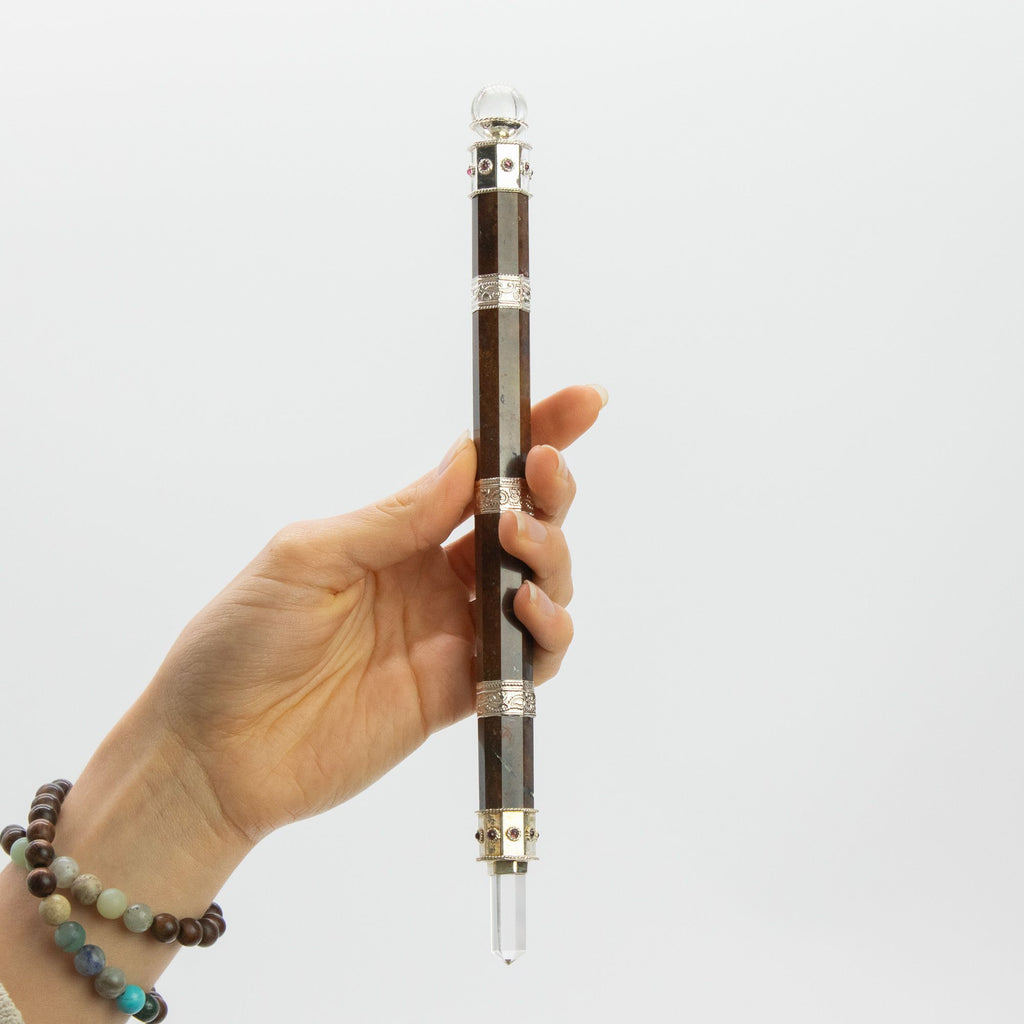 Bloodroot Sovereign Wand - Extra Long Jasper Wand with Ball Top - 26cm – view 4