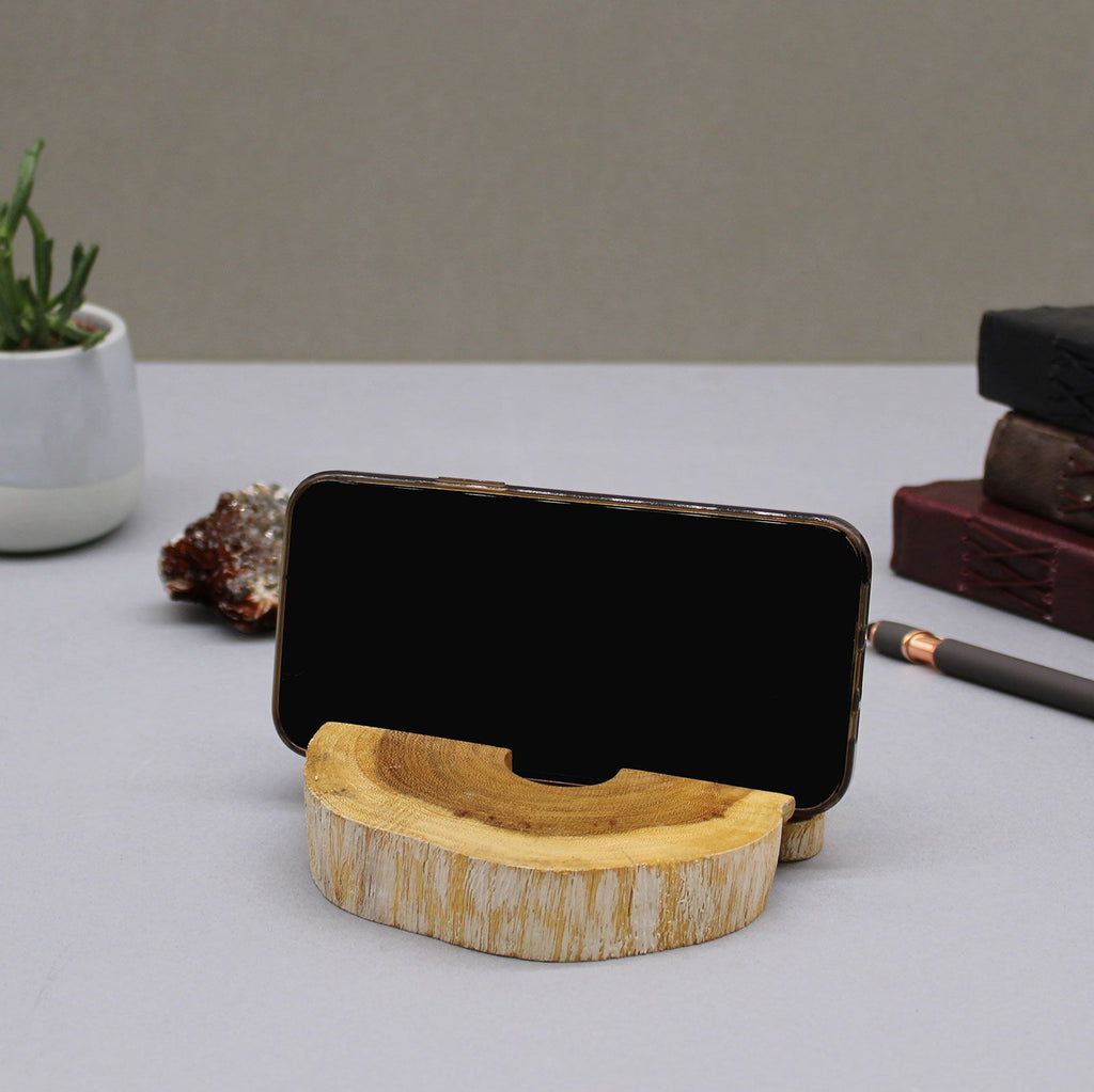Large Gamal Wood Phone Holder - Whitewash – view 3